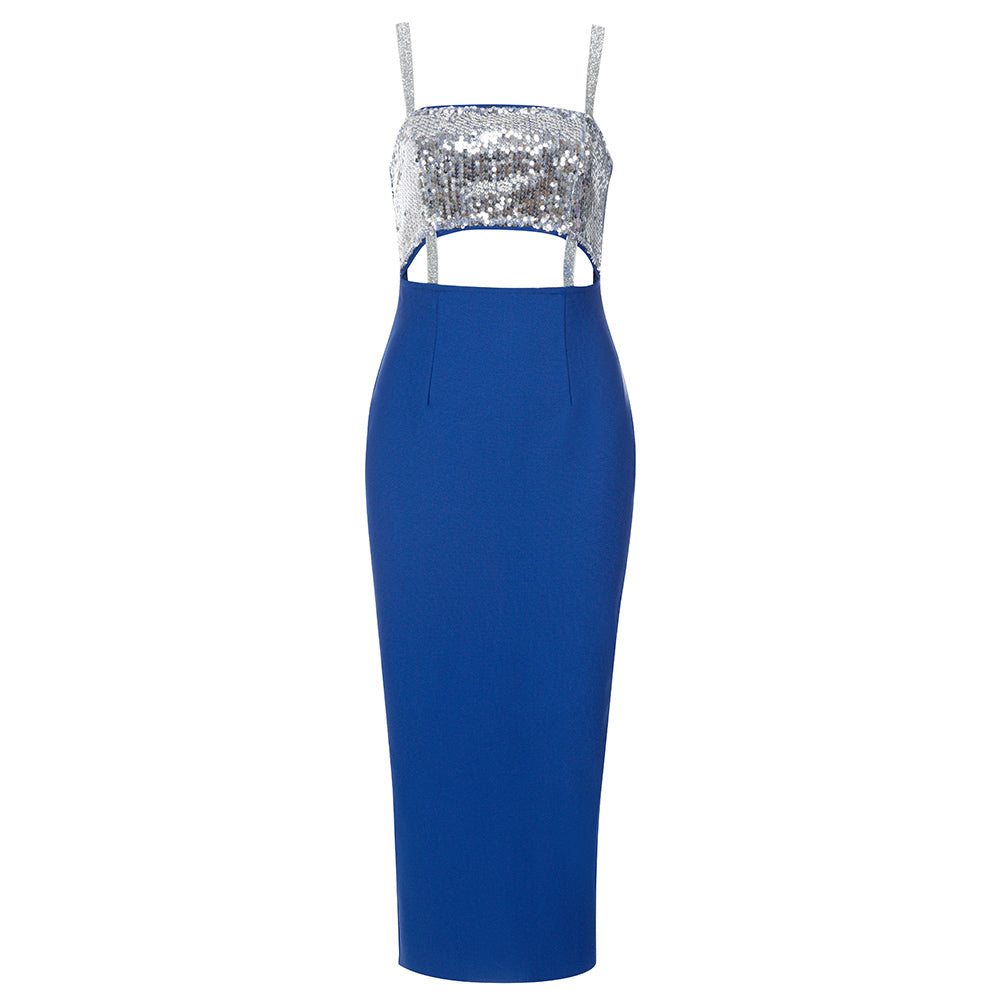 Sequined Cut Out Midi Dress HV8750