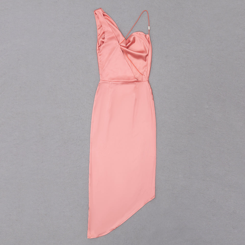 Draped Midi Silk Dress Pink HV8561
