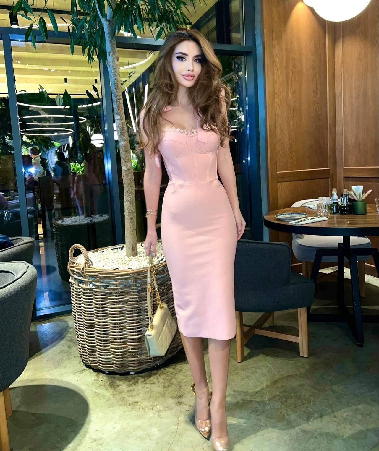 Tie Detail Lace Bustier Midi Dress HV7759