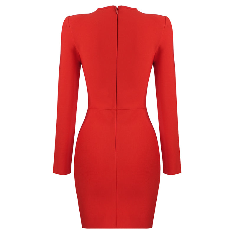 Long Sleeve Embellished Panel Detail Dress HV7072