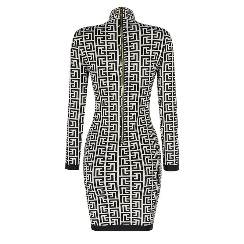 Long Sleeve Printed Dress HV7232