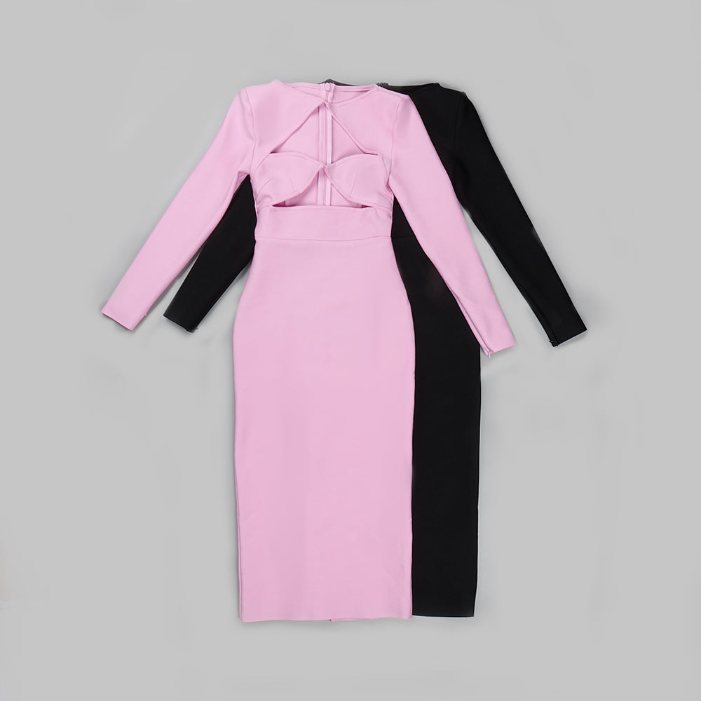 Long Sleeve Bustier Midi Dress HV8903