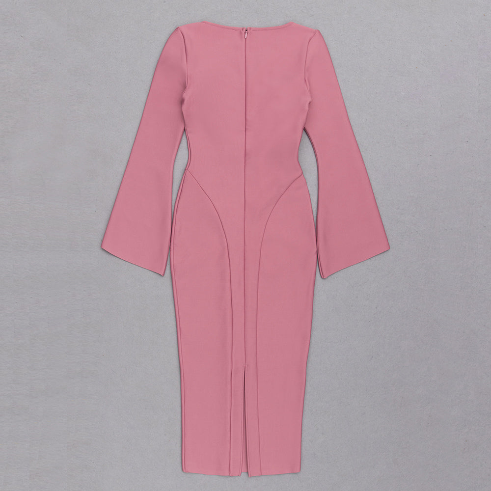 Long Sleeve Bustier Structured Midi Dress HV8970
