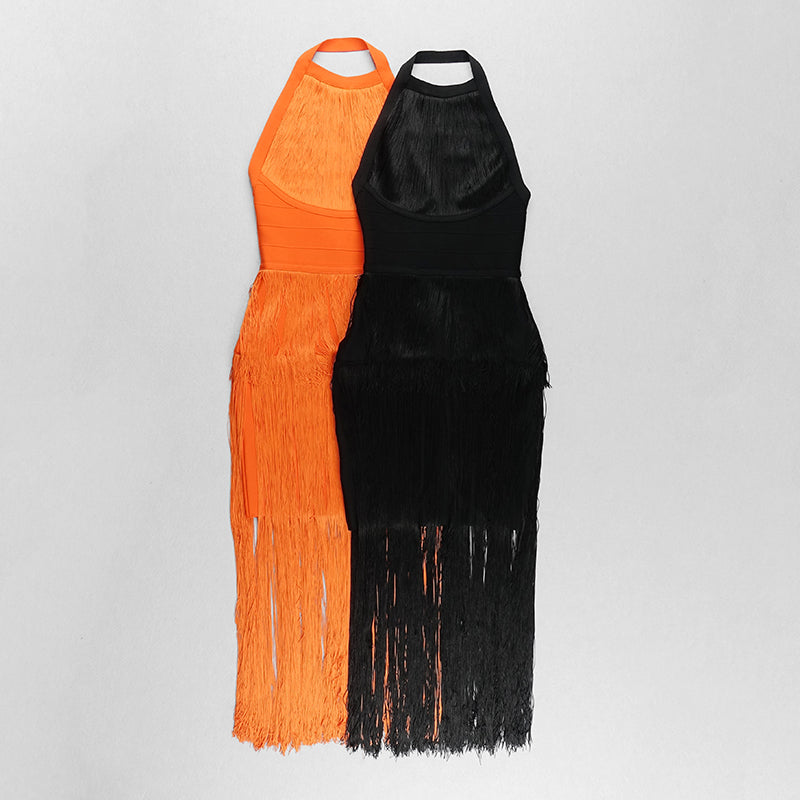 Halter Tassel Midi Dress HV7533