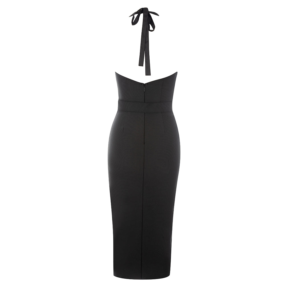 Halter Pleated Bustier Belt Midi HV8811