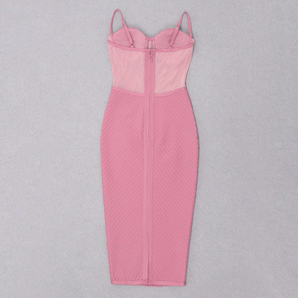 Corset Ribbed Midi Dress Pink HV8584