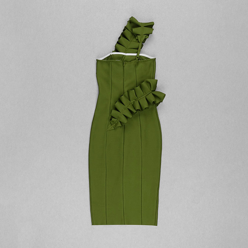 Ruffle One Shoulder Midi Dress  HV7842