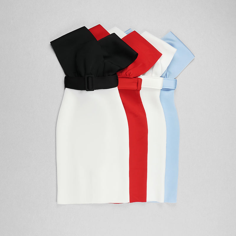 Off The Shoulder Belt Midi Dress HV7760