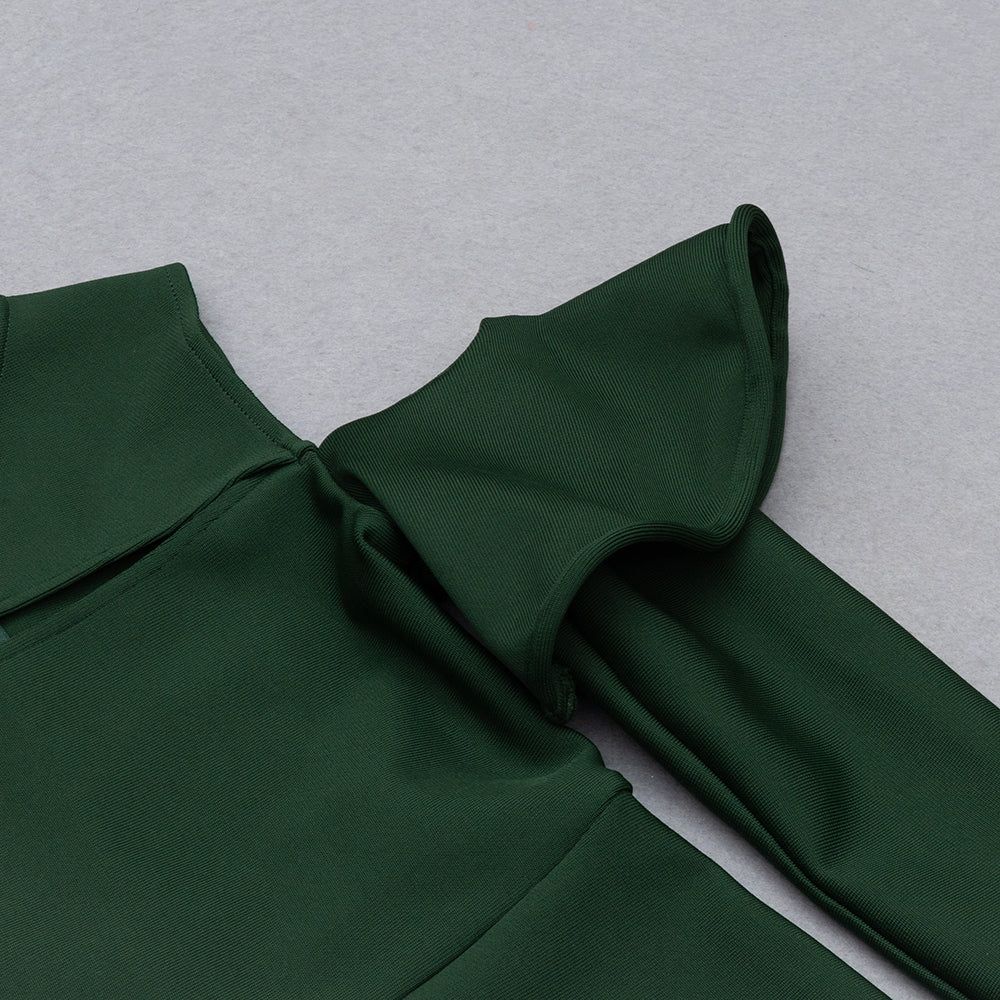Long Sleeve Ruffle Detail Midi Dress HV9015