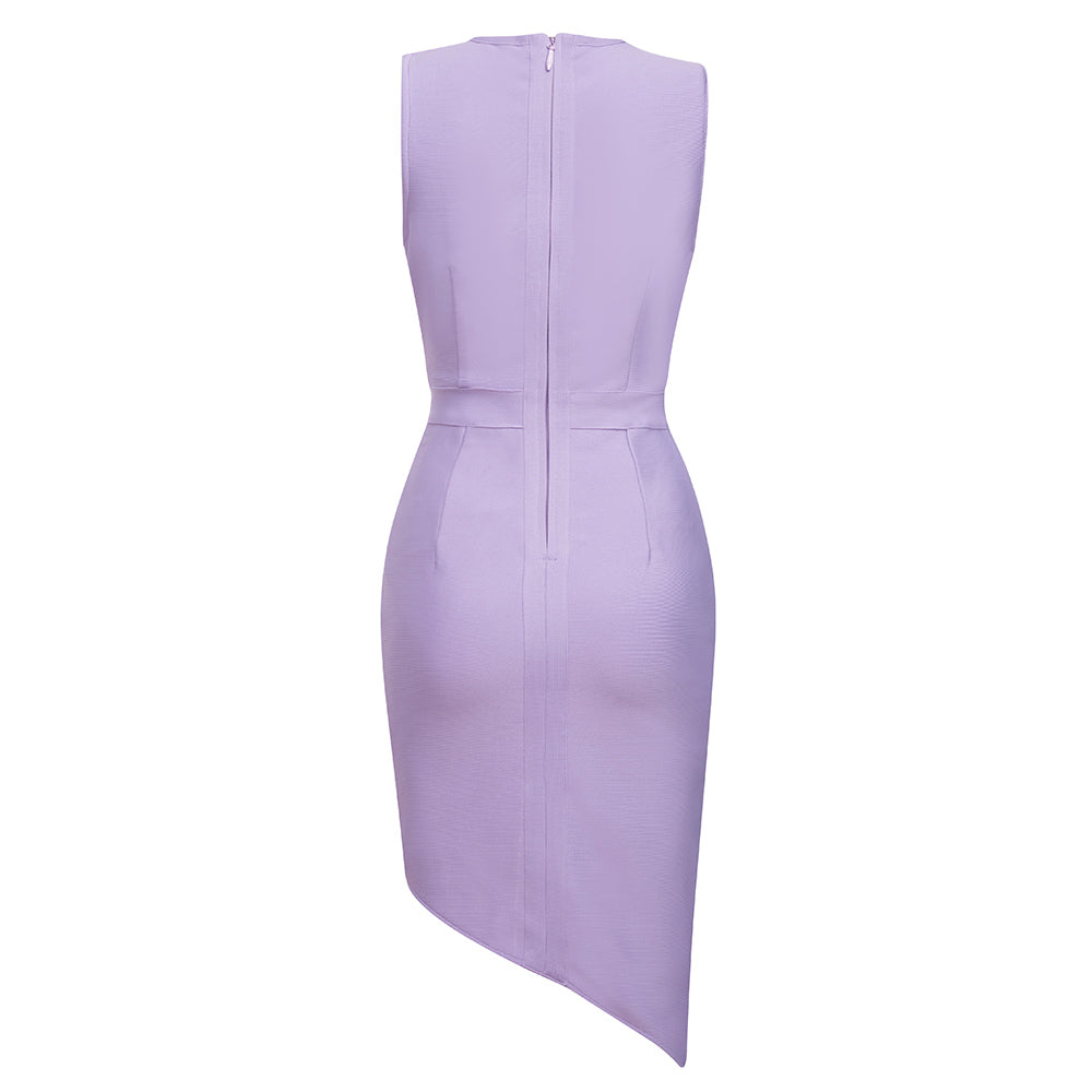 Cut Out Detail Asymmetric Dress Lavender HV8655