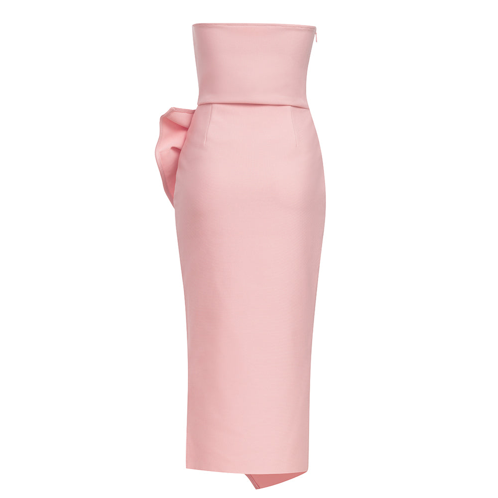 Strapless Ruffle Detail Midi Dress HV8582