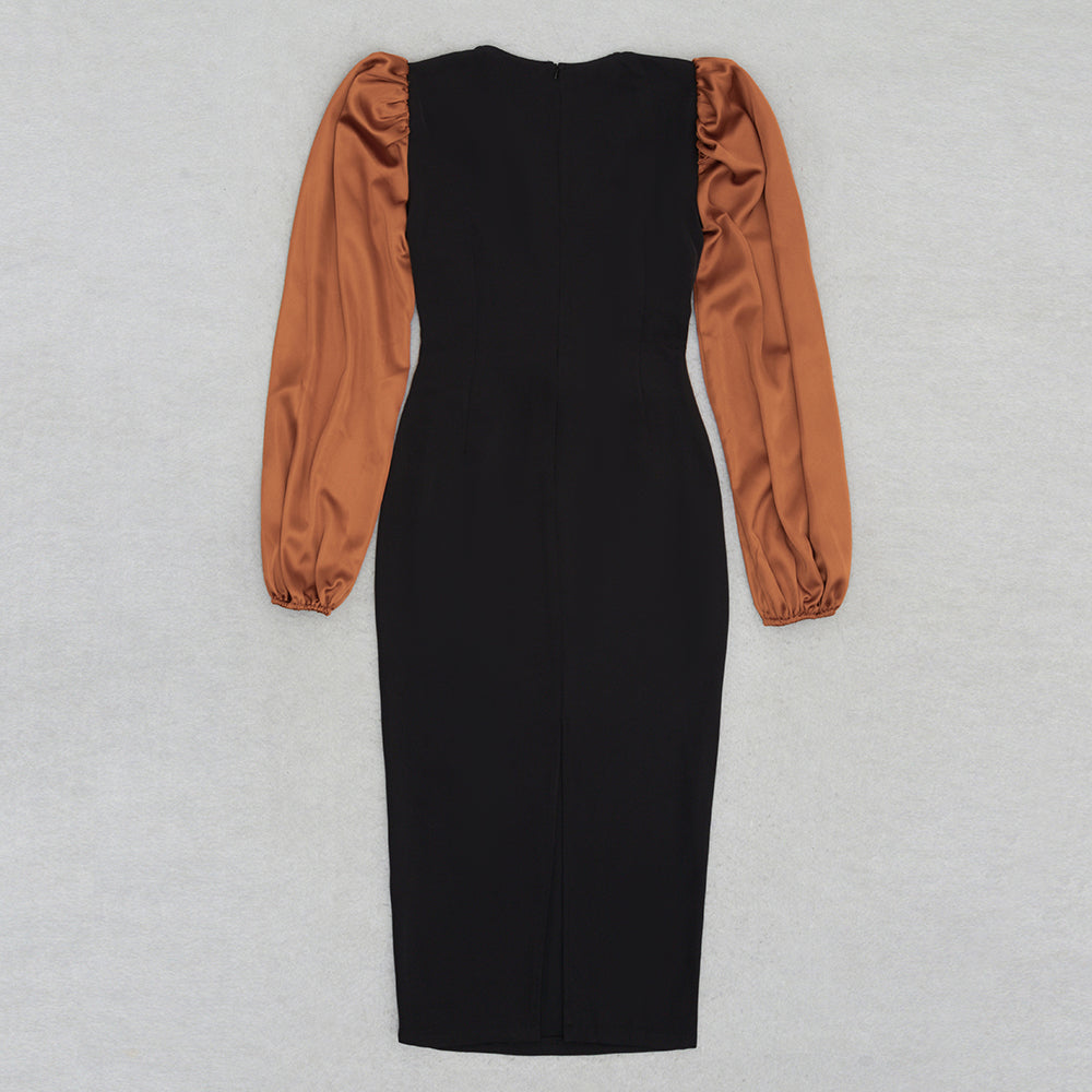 Puff Long Sleeve Midi Dress