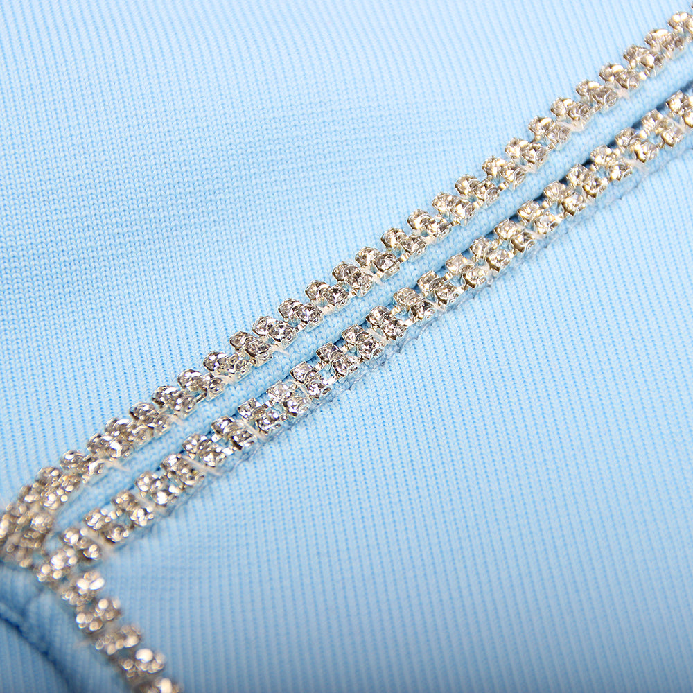 One Shoulder Rhinestone Trim Dress