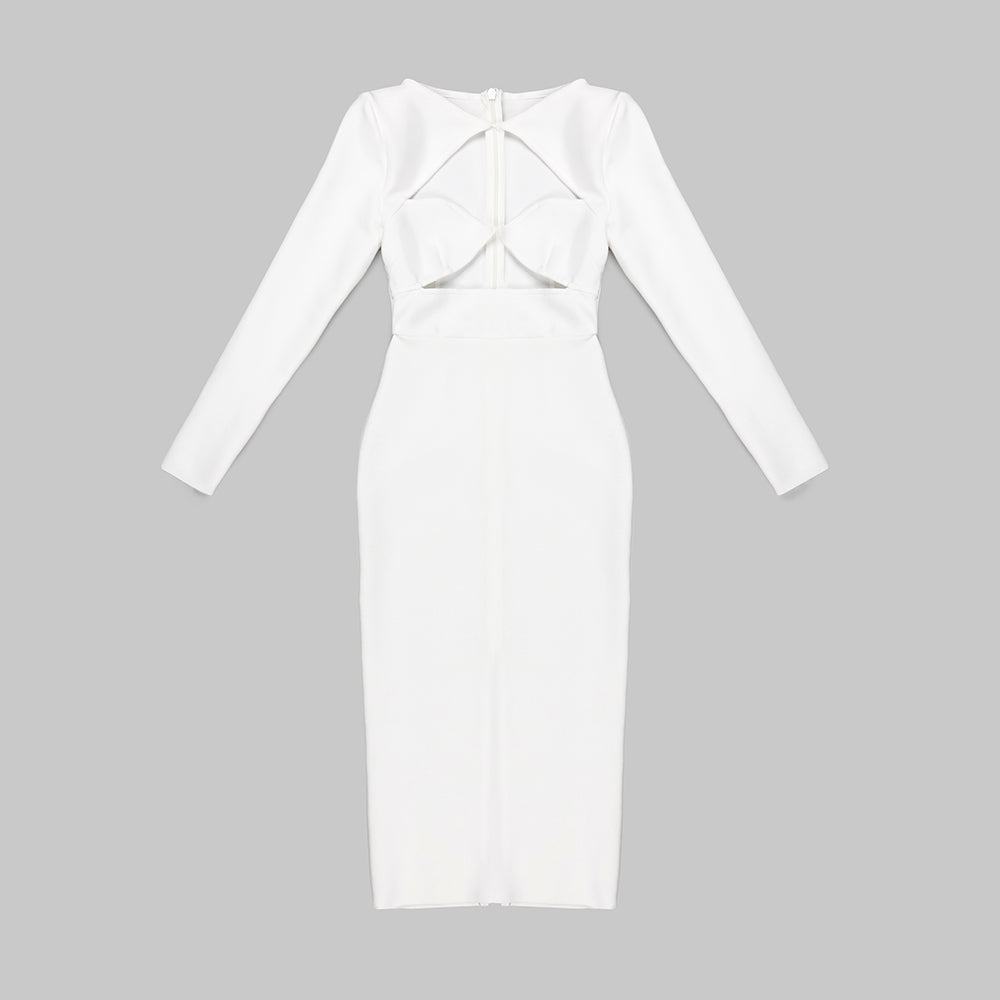 Long Sleeve Bustier Midi Dress HV8903