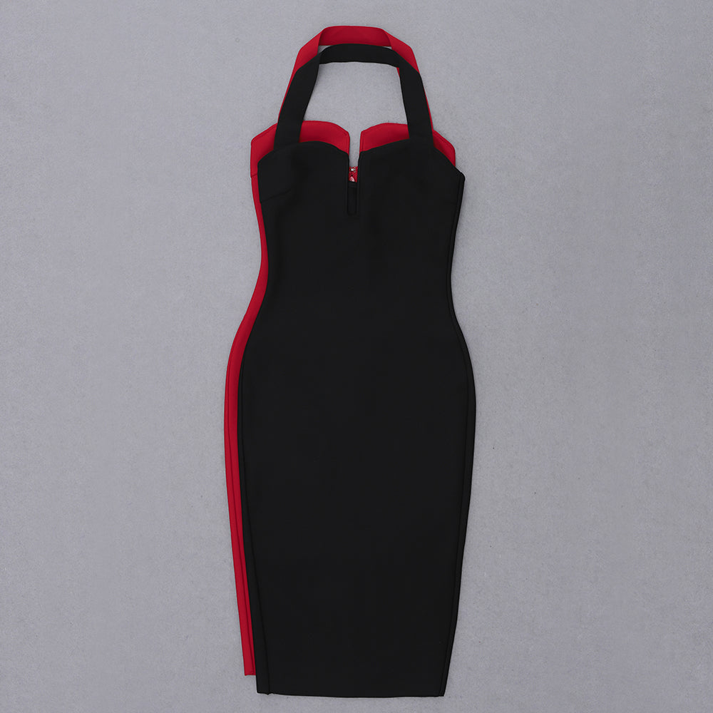 Halter Ribbed Bustier Midi Dress HV7906