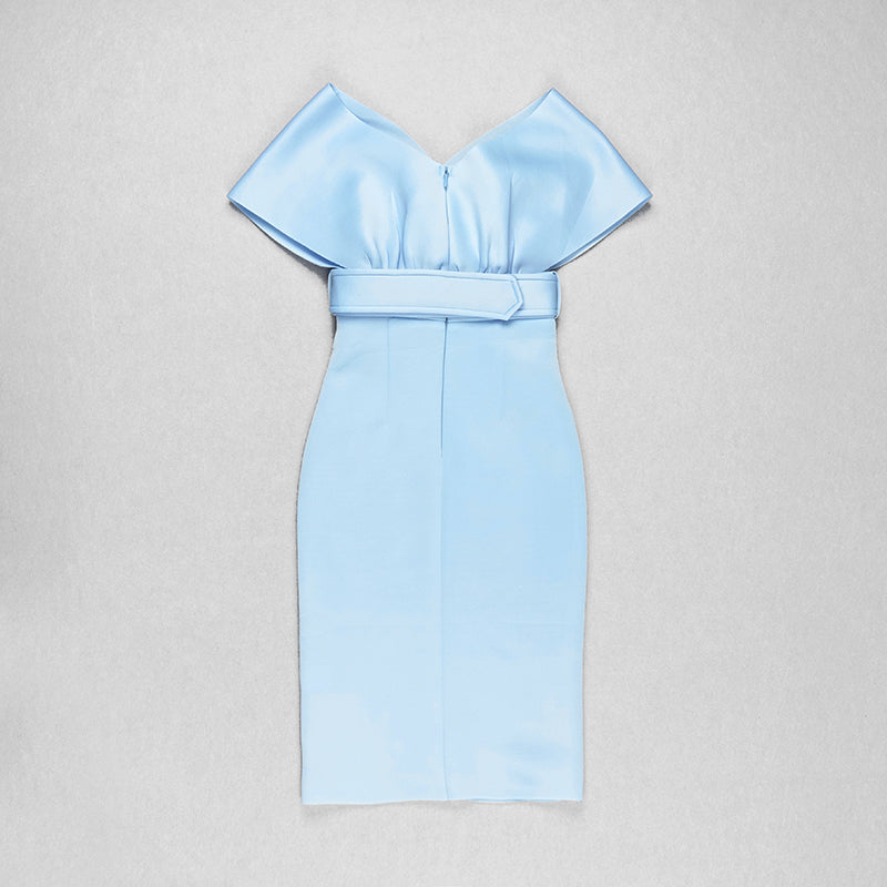 Off The Shoulder Belt Midi Dress HV7760