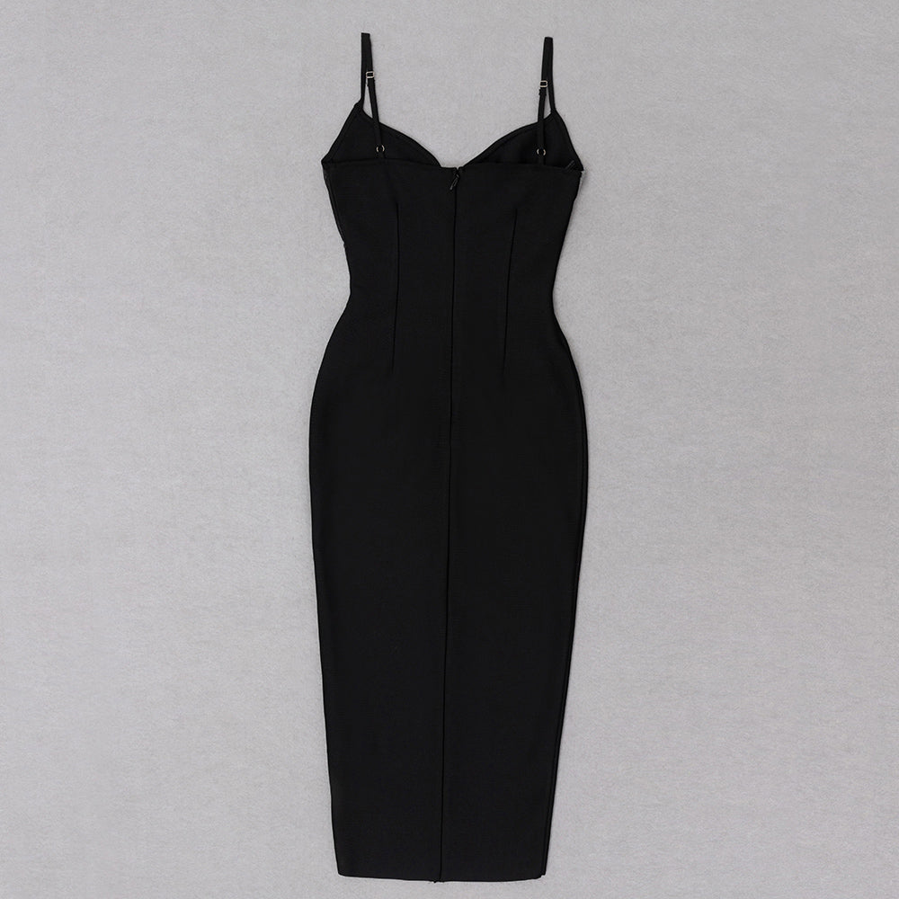 Bustier Mesh Midi Dress Black White HV8448