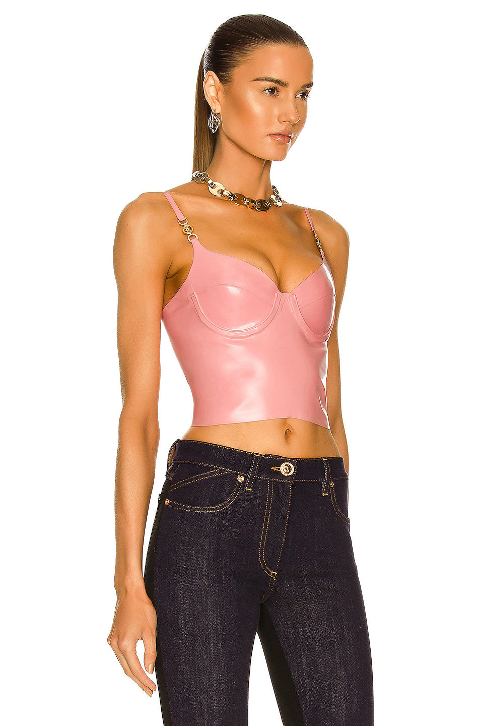 Bustier Detail Two Piece Faux Leather Dress HV8511