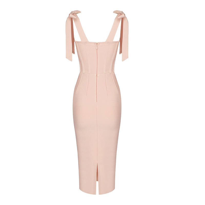Tie Detail Lace Bustier Midi Dress HV7759