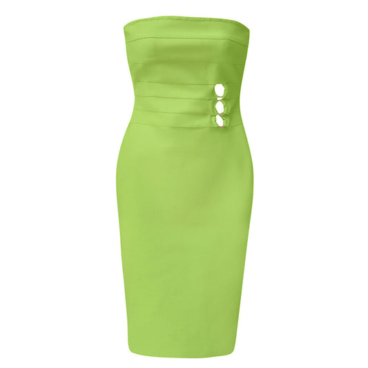 Strapless Cut Out Detail Dress Green HV8603