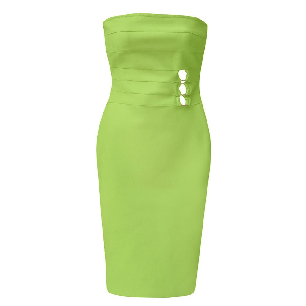 Strapless Cut Out Detail Dress Green HV8603