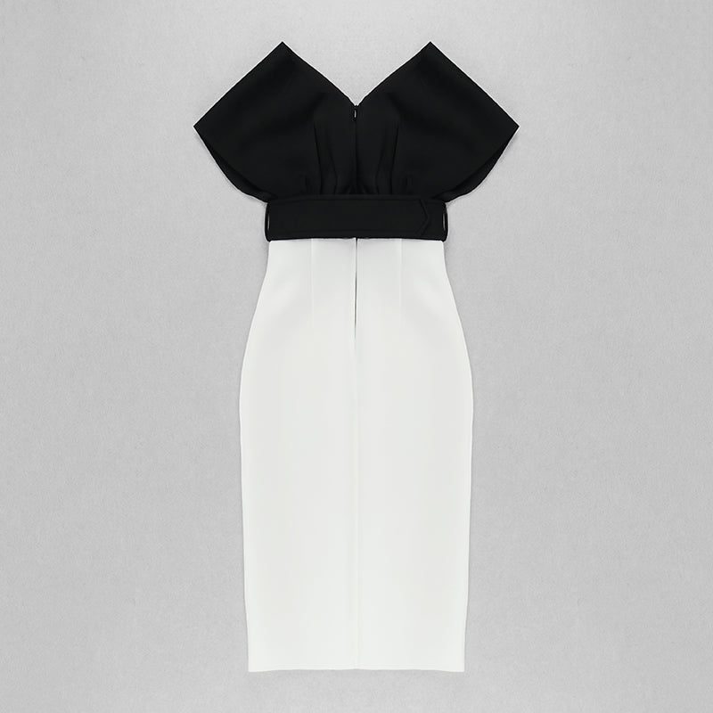 Off The Shoulder Belt Midi Dress HV7760