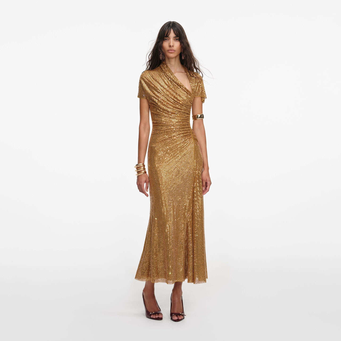 Short Sleeve Embellished Maxi Dress HV2821