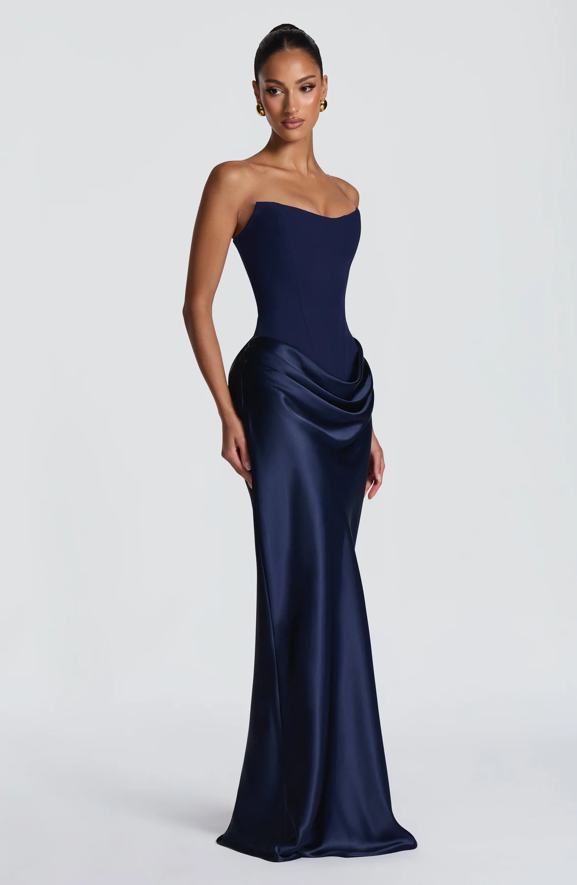 Strapless Draped Corset Maxi Dress HV3156