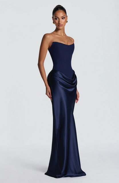 Strapless Draped Corset Maxi Dress HV3156
