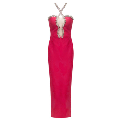 Halter Crystal Maxi Dress