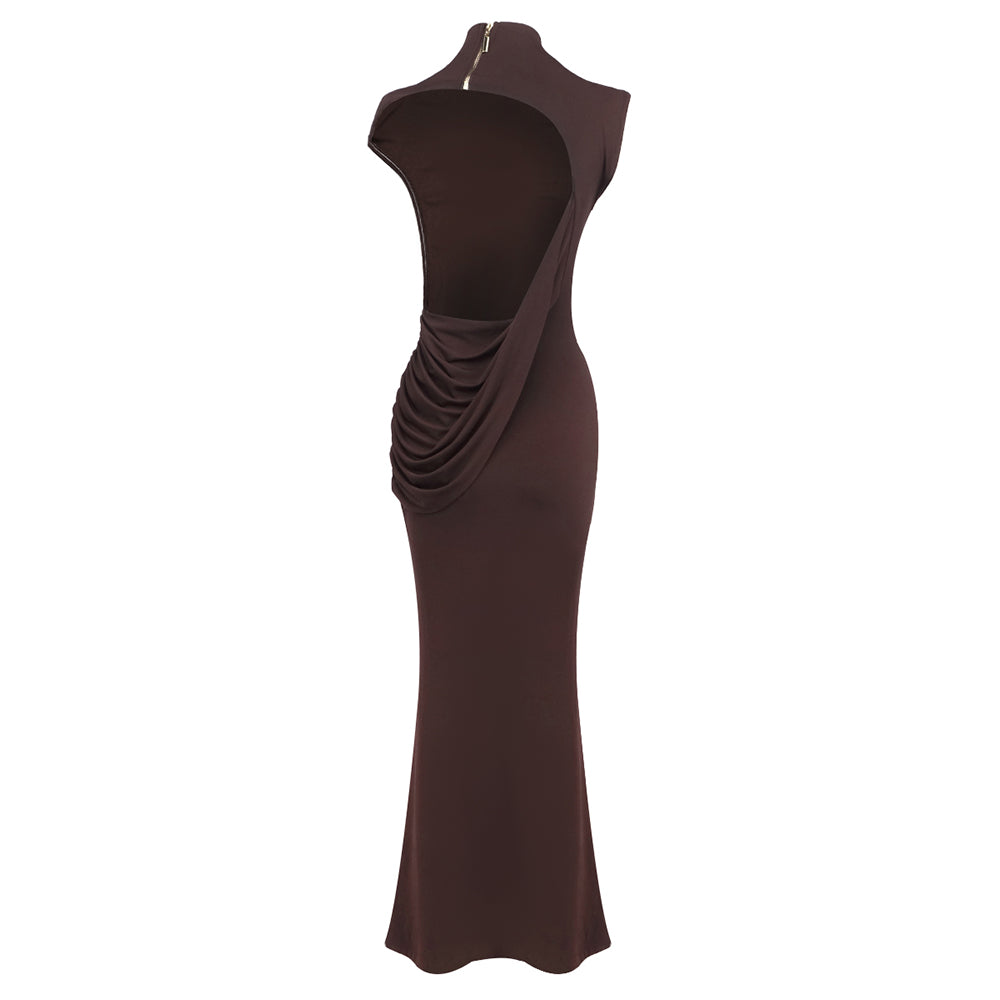 Draped Backless Maxi Dress HV0062
