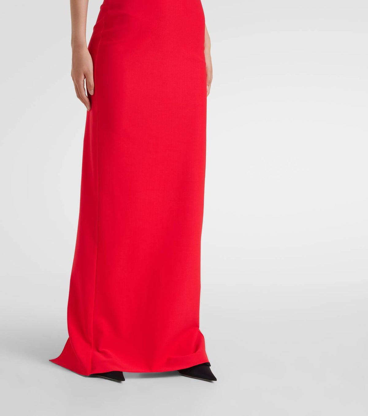 Bustier Draped Mesh Insert Maxi Dress Red HV2094