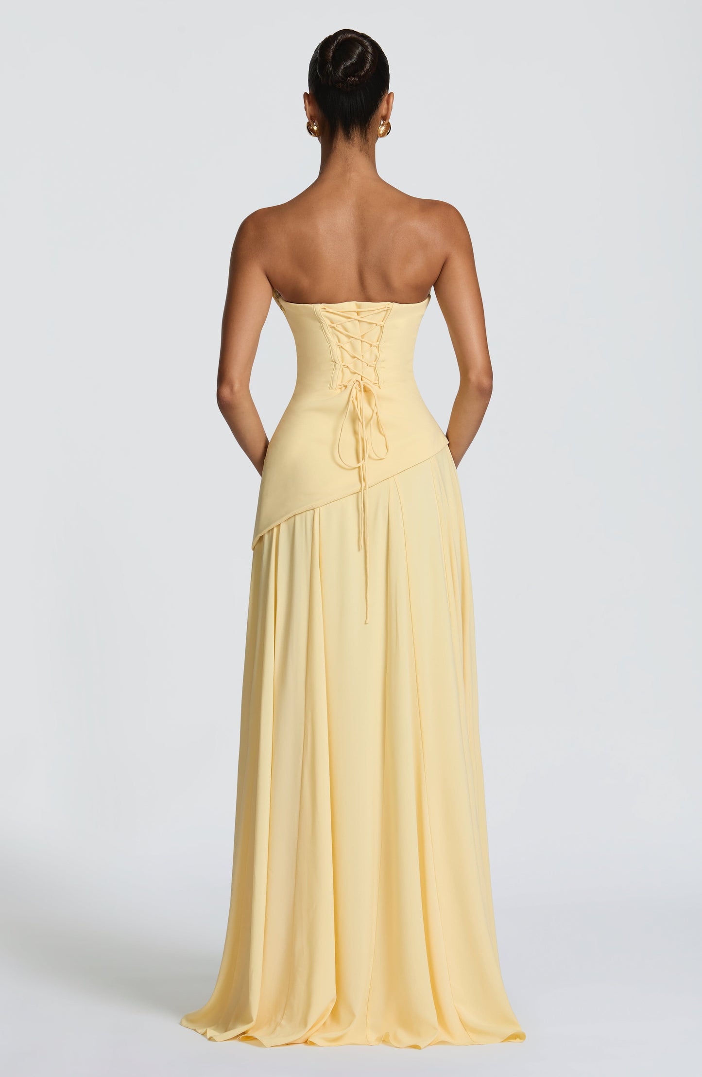 Strapless Draped Corset A Line Maxi Dress HV3184