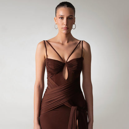 Draped Maxi Dress Brown HV2647