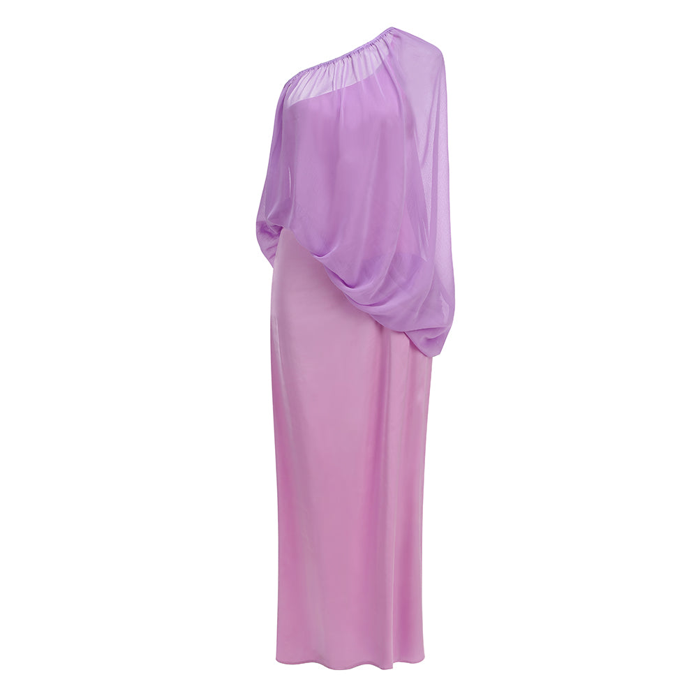One Shoulder Bubble Maxi Dress Lavender HV3090