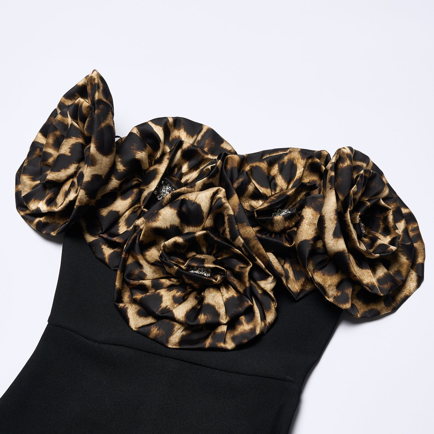 Animal Print Floral Bardot Maxi Dress Black HV2187