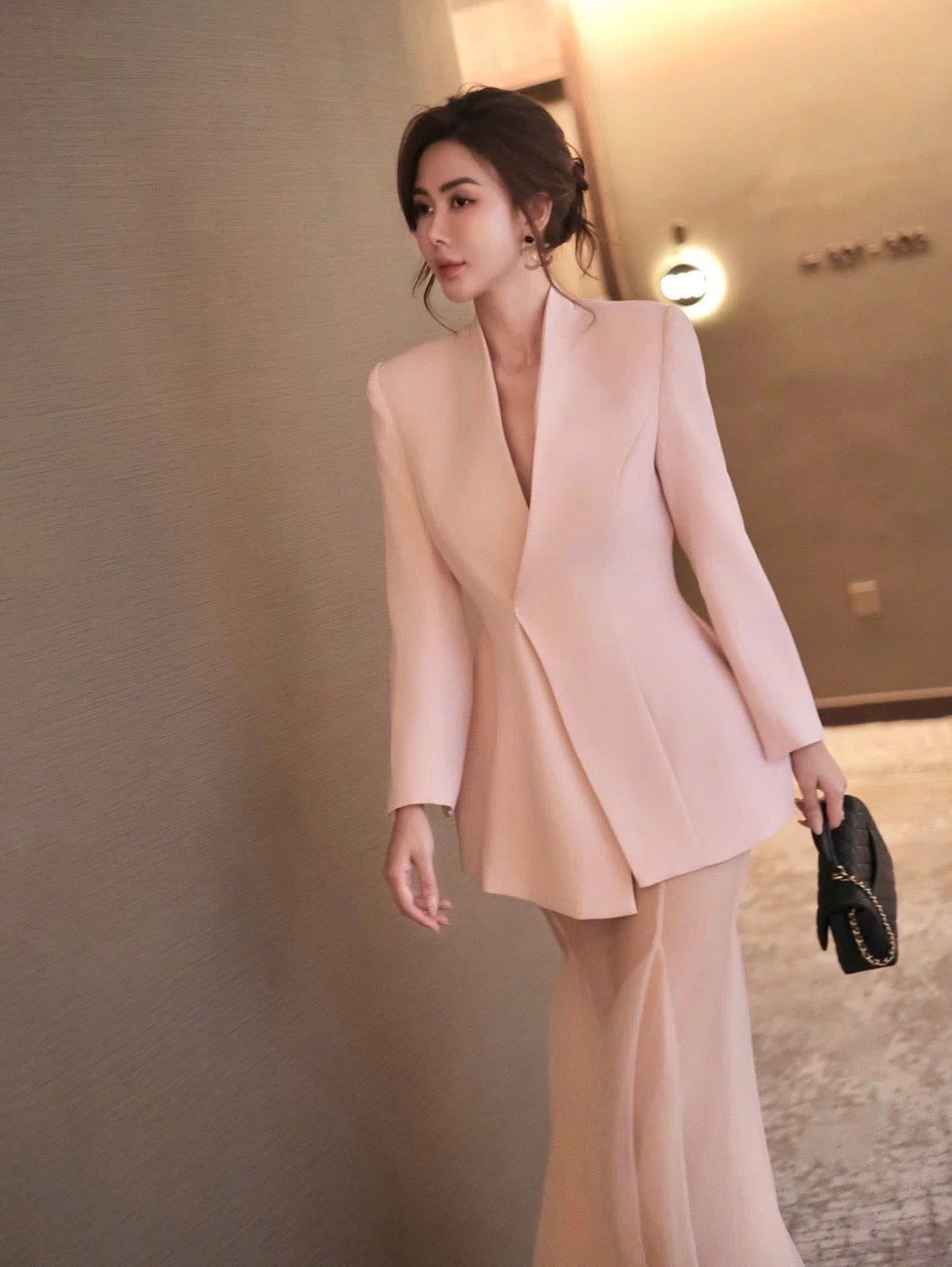 Long Sleeve Mesh Maxi Two Piece Dress Pink HV2572