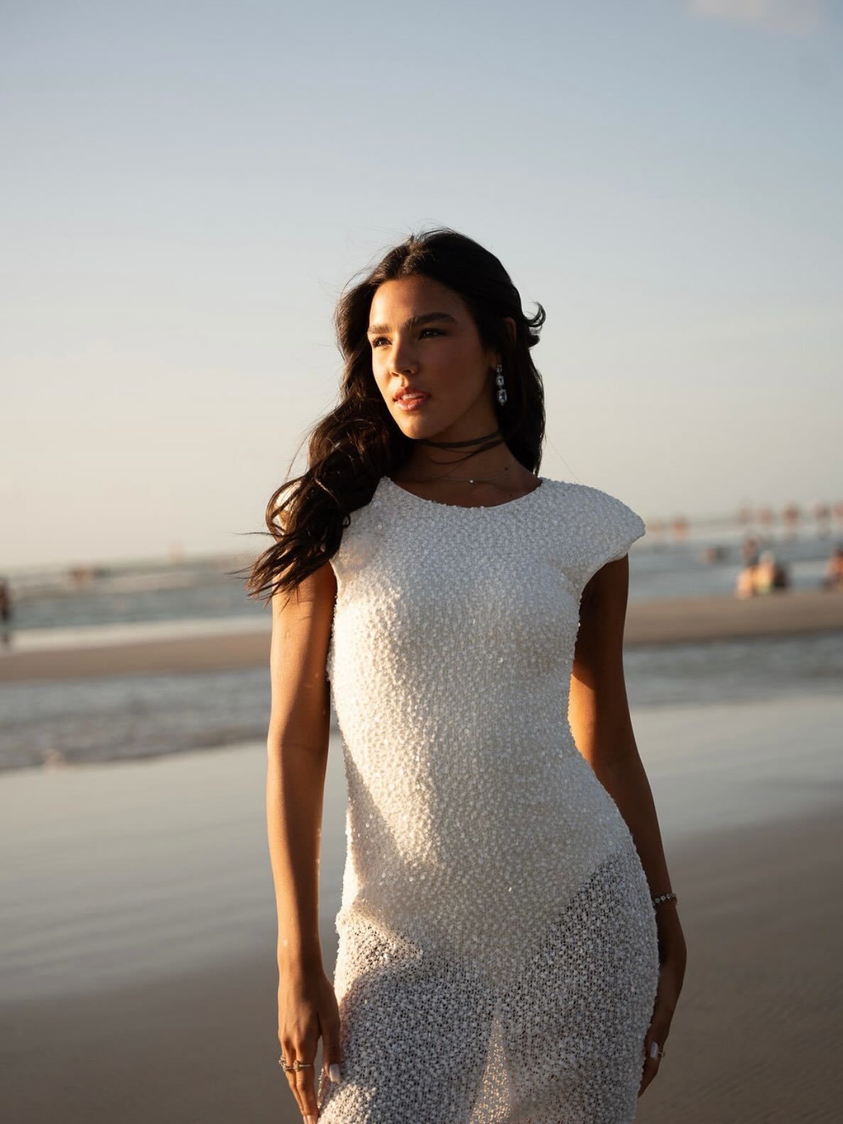 Embellished Backless Maxi Dress White HV0067