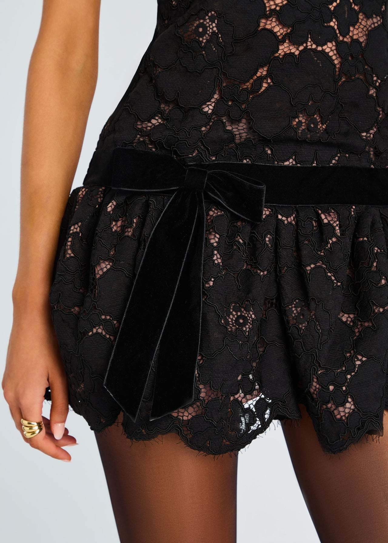 Halter Lace A Line Dress Black HV2840