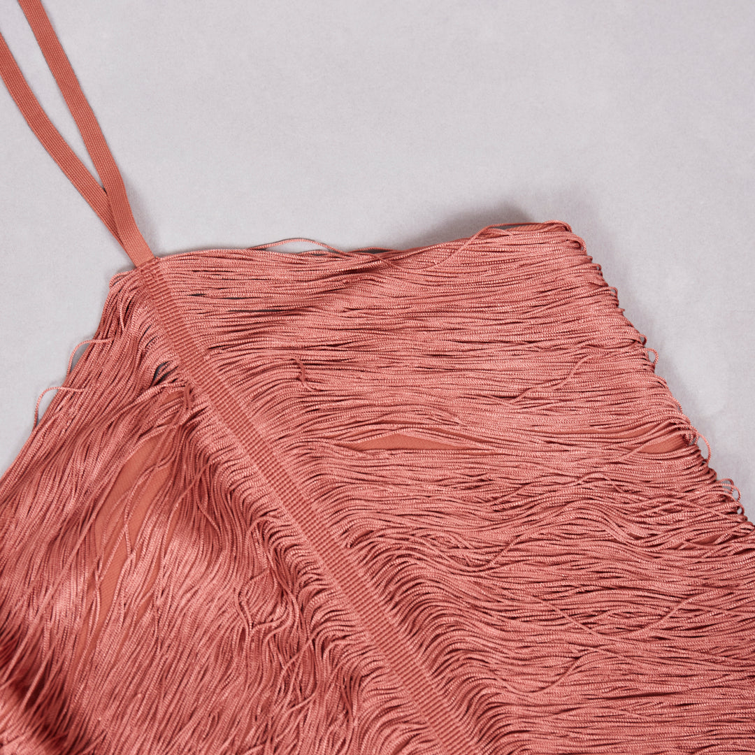 Halter Tassel Detail Maxi Dress Rust