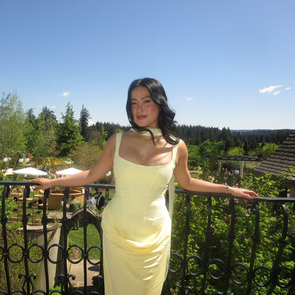 Draped Corset Maxi Dress Light Blue HV0071