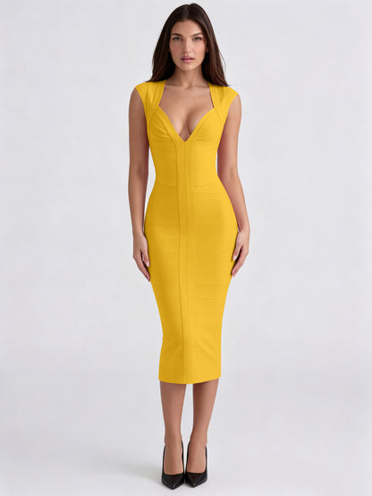 Sweetheart Neckline Midi Dress HV3164