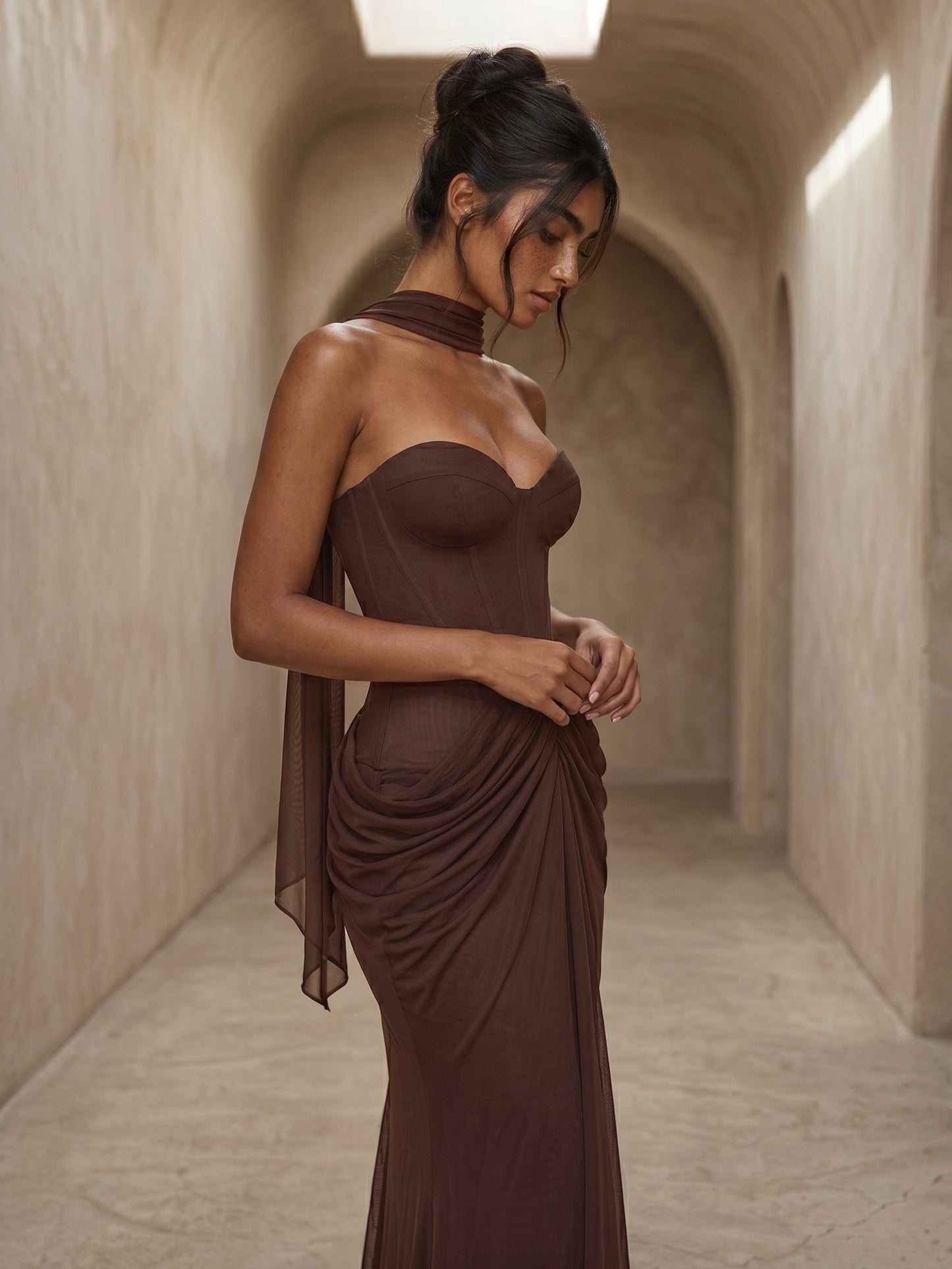 Strapless Draped Maxi Dress HV2692