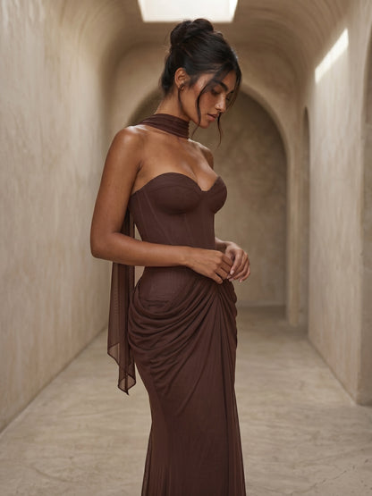 Strapless Draped Maxi Dress HV2692