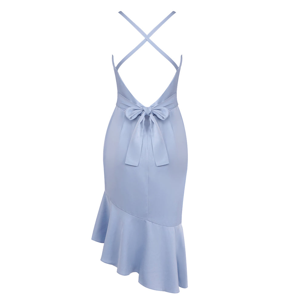 Ruffle Hem Midi Dress Blue HV0006