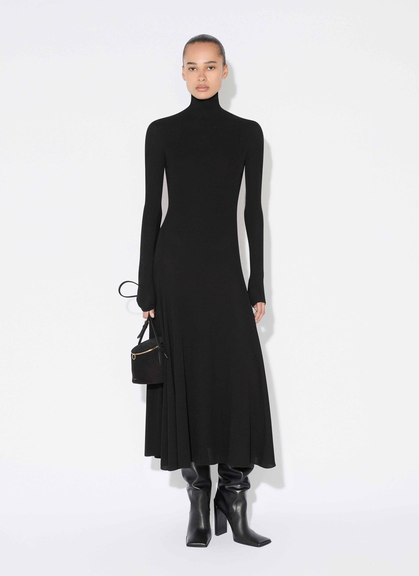 Long Sleeve Heart Cut Out Maxi Dress Black HV0046