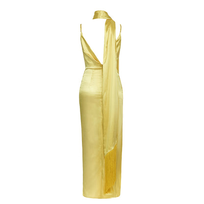 Draped Maxi Dress Yellow  HV9628