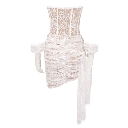 Strapless Lace Corset Dress White HV9924