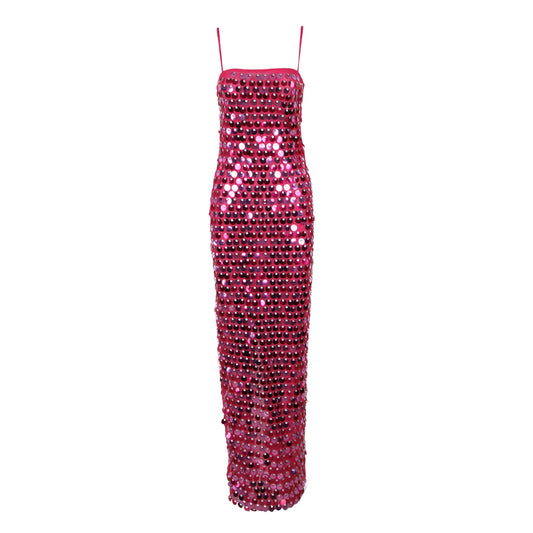 Big Sequin Maxi Dress Hot Pink HV9114