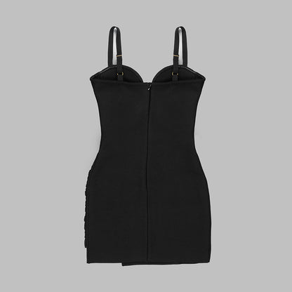 Draped Mesh Bustier Dress Black HV9390